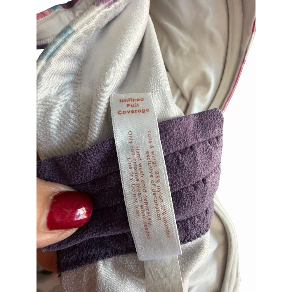 Cacique 44G Unlined Full Coverage Underwire Floral Purple Bra #EEE4-1 - Picture 4 of 5